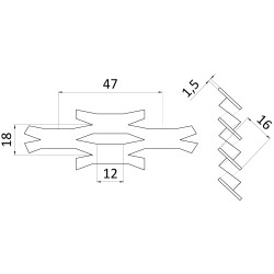 Ťahokov Fe, oko: 47x18mm, mostík: 8mm (2000x1000x1,5mm), orientácia oka: rozmer oka 47mm je rovnobežná s rozmerom tabule 2000mm Ťahokov Fe, oko: 47x18mm, mostík: 8mm (2000x1000x1,5mm), orientácia oka: rozmer oka 47mm je rovnobežná s rozmerom tabule 2000mm